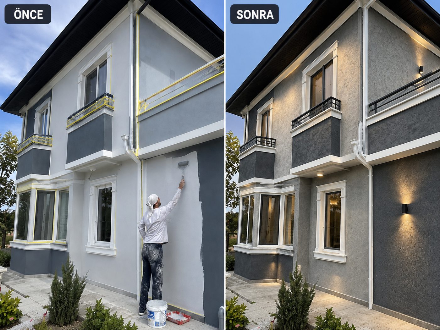 Ovacık dış cephe boya öncesi ve sonrası